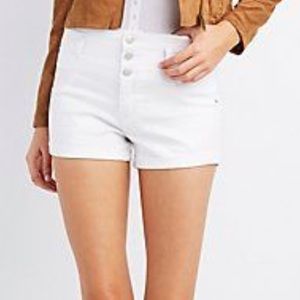 High waisted white shorts
